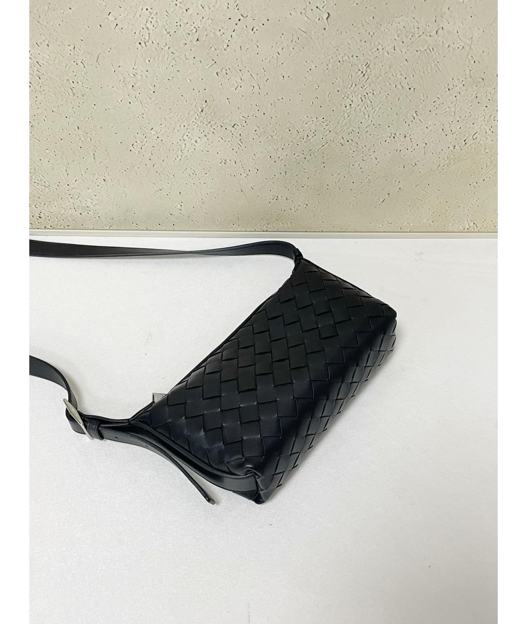 BOTTEGA VENETA Черная кожаная сумка через плечо, фото 4