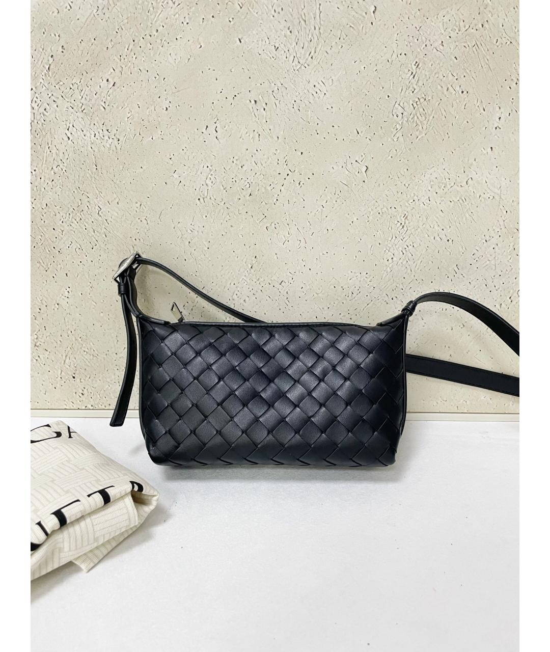 BOTTEGA VENETA Черная кожаная сумка через плечо, фото 6