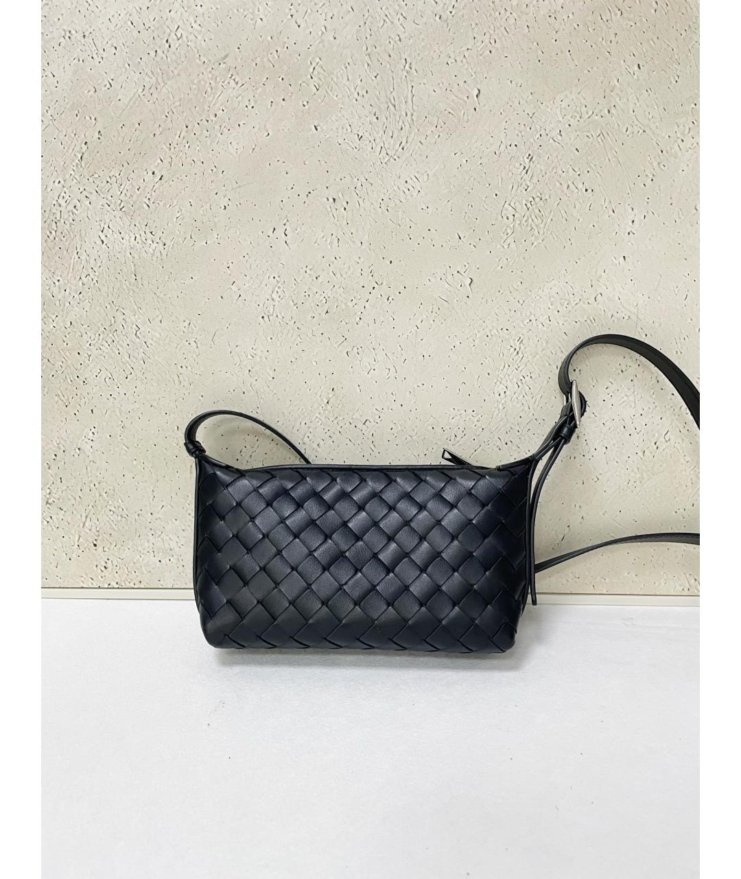 BOTTEGA VENETA Черная кожаная сумка через плечо, фото 2