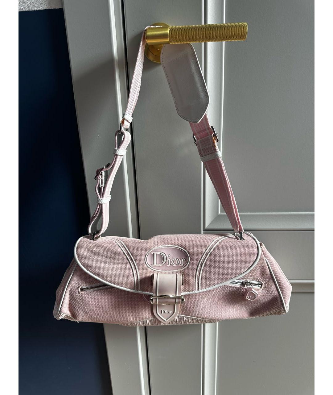 CHRISTIAN DIOR Розовая тканевая сумка с короткими ручками, фото 9
