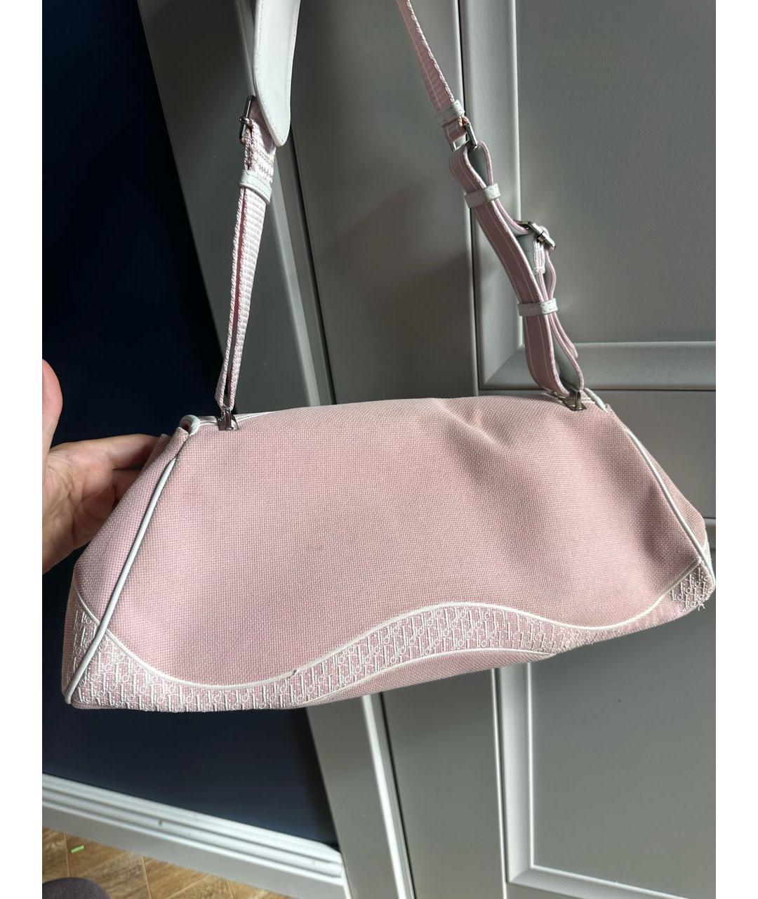 CHRISTIAN DIOR Розовая тканевая сумка с короткими ручками, фото 3