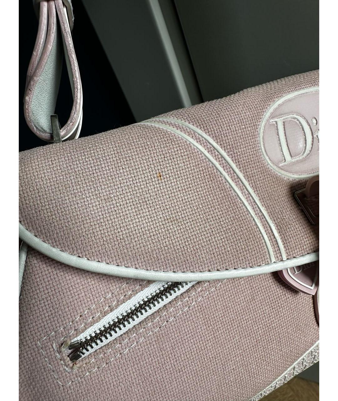 CHRISTIAN DIOR Розовая тканевая сумка с короткими ручками, фото 5