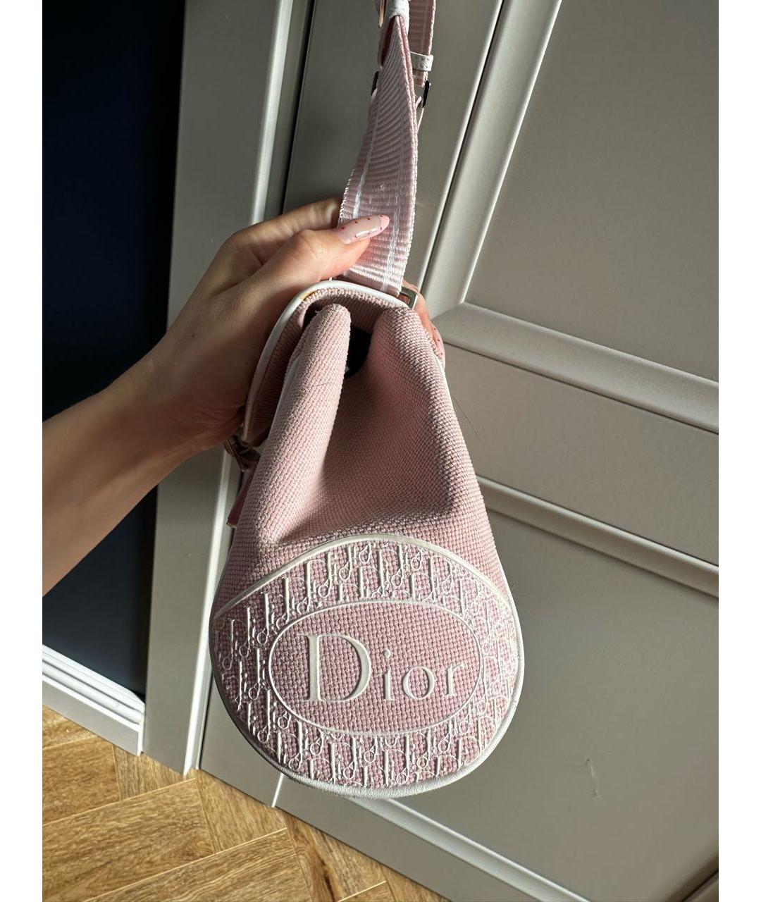 CHRISTIAN DIOR Розовая тканевая сумка с короткими ручками, фото 2