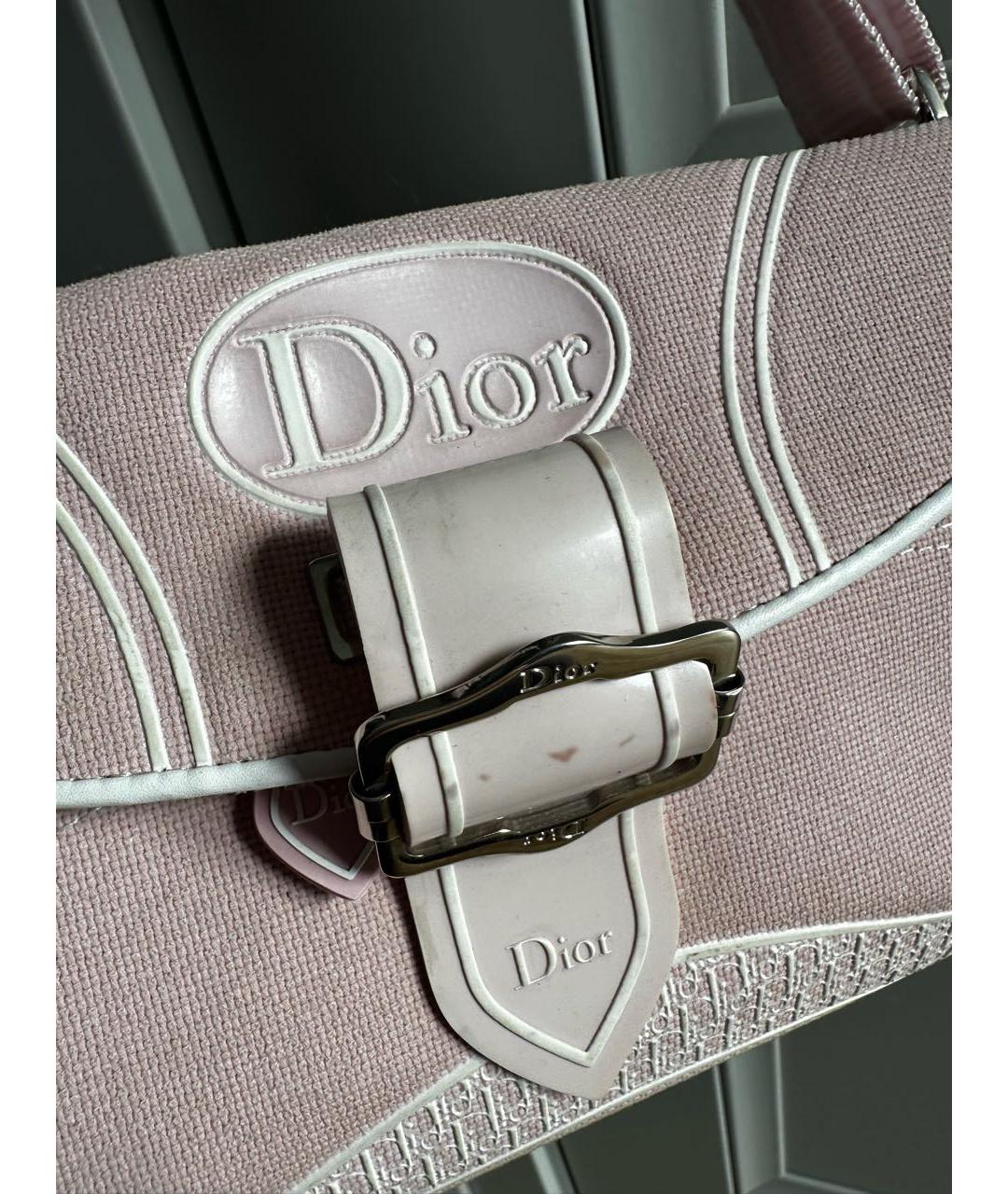 CHRISTIAN DIOR Розовая тканевая сумка с короткими ручками, фото 6