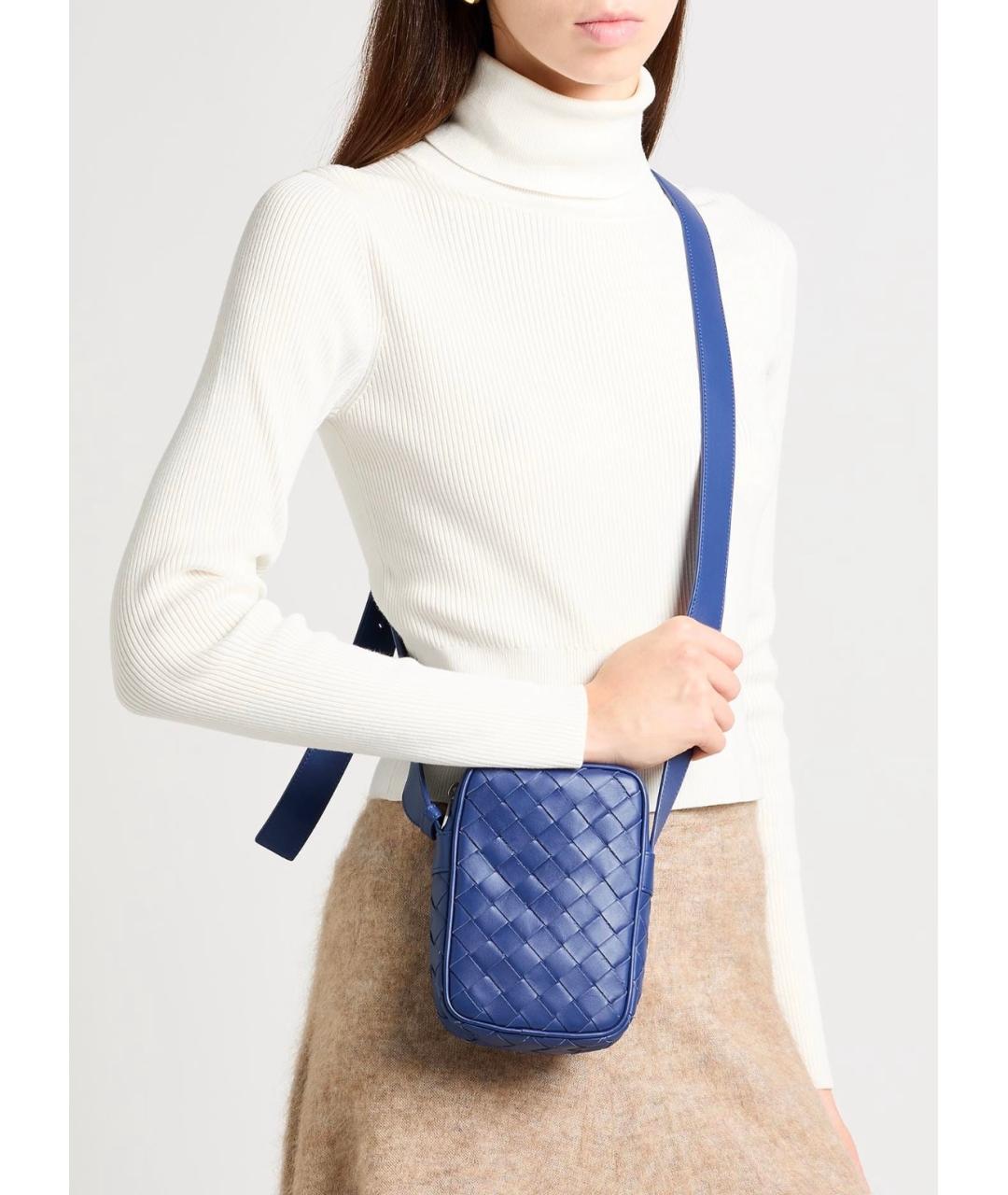 BOTTEGA VENETA Темно-синяя кожаная сумка через плечо, фото 3