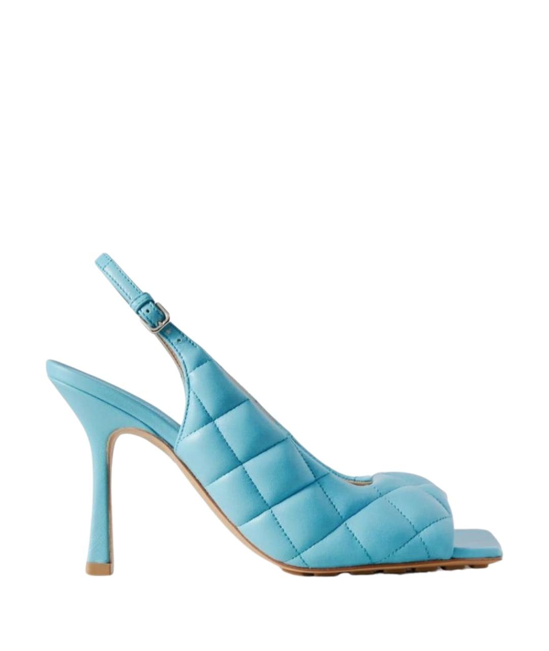 BOTTEGA VENETA Голубые кожаные мюли, фото 1