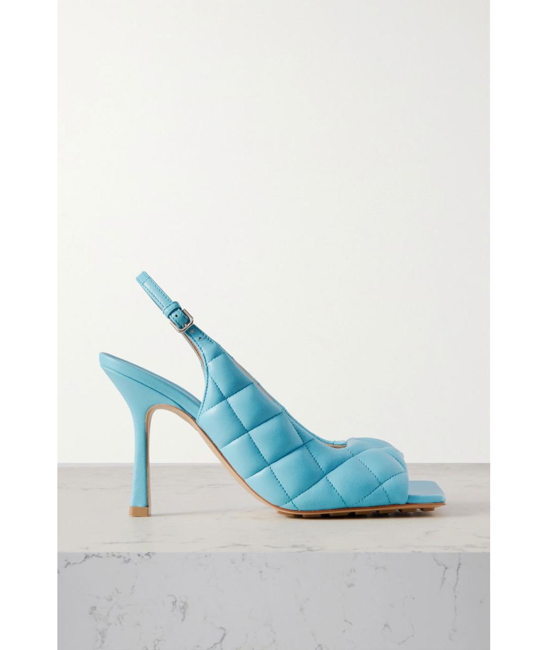 BOTTEGA VENETA Голубые кожаные мюли, фото 9