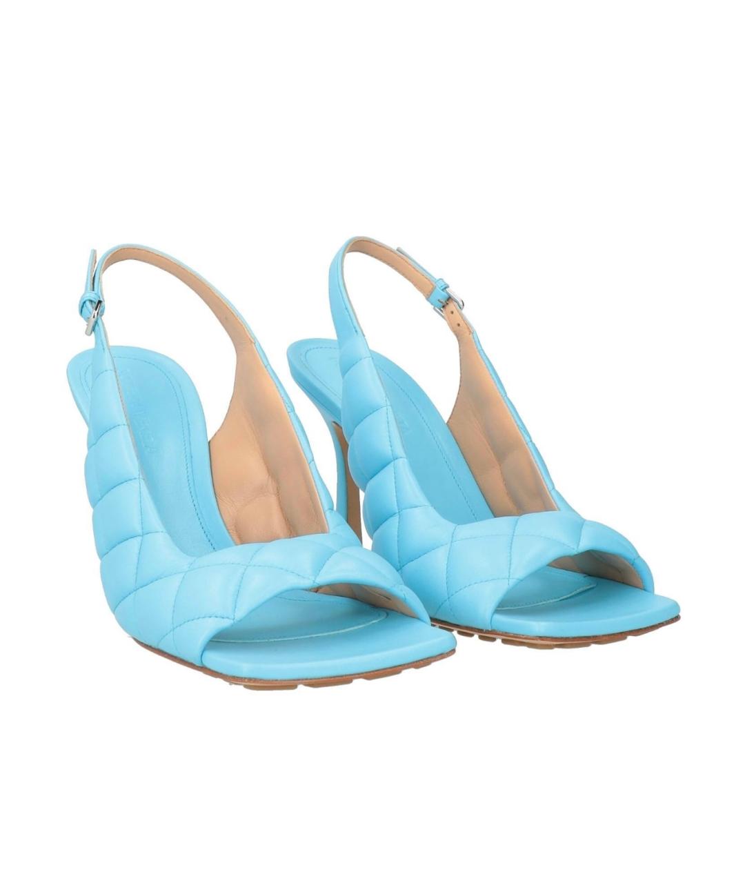 BOTTEGA VENETA Голубые кожаные мюли, фото 7