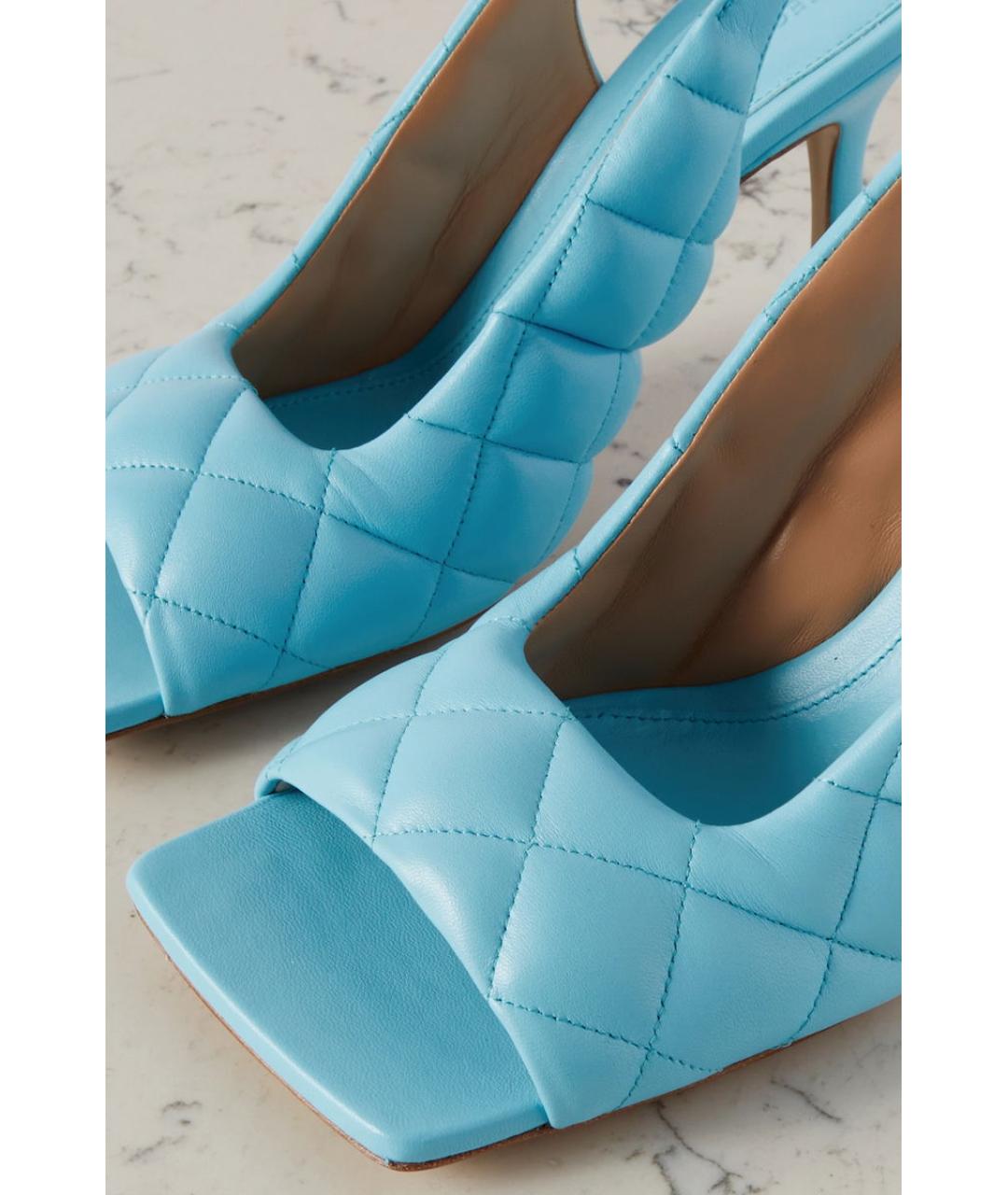 BOTTEGA VENETA Голубые кожаные мюли, фото 3