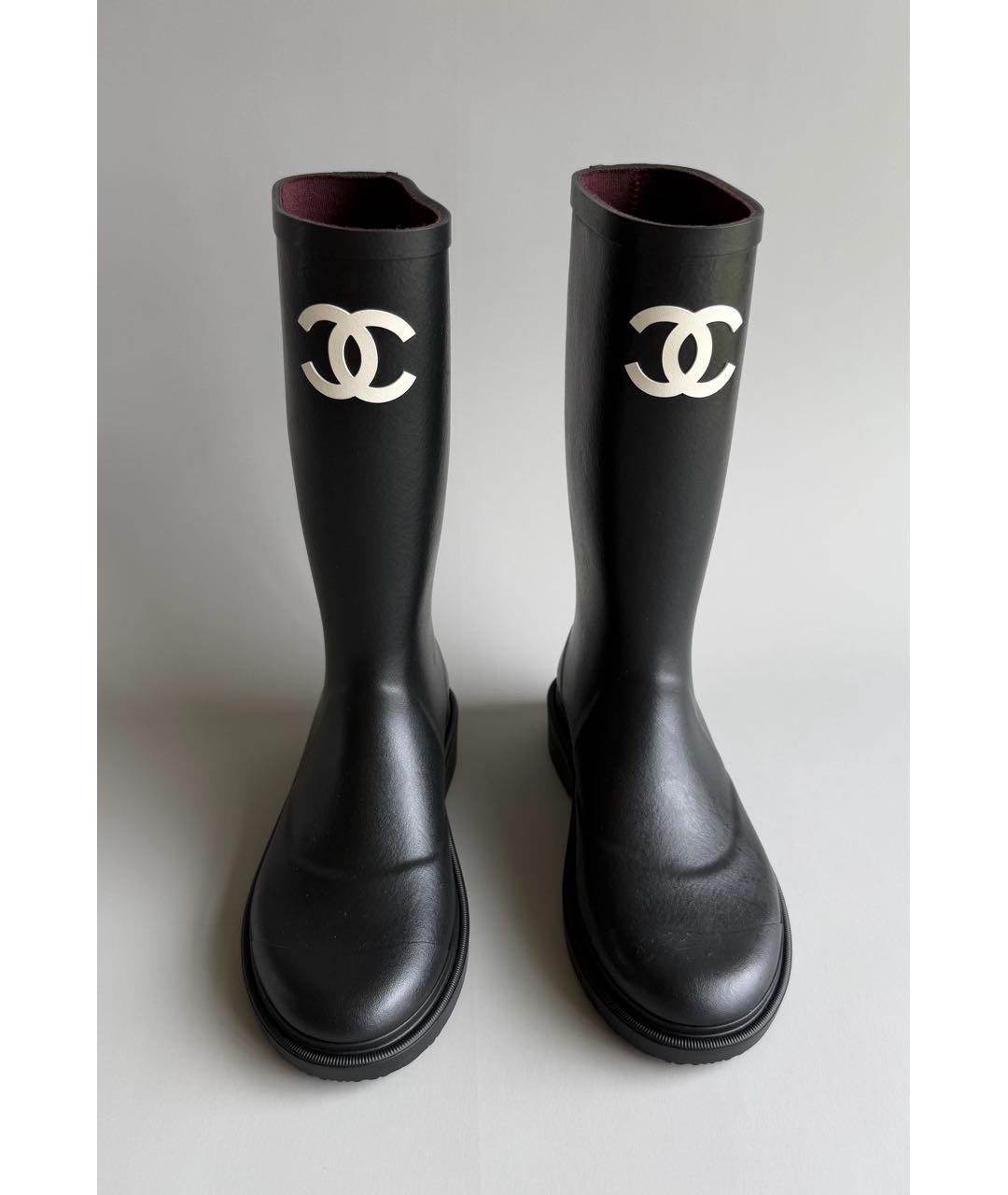 CHANEL Черные резиновые сапоги, фото 2