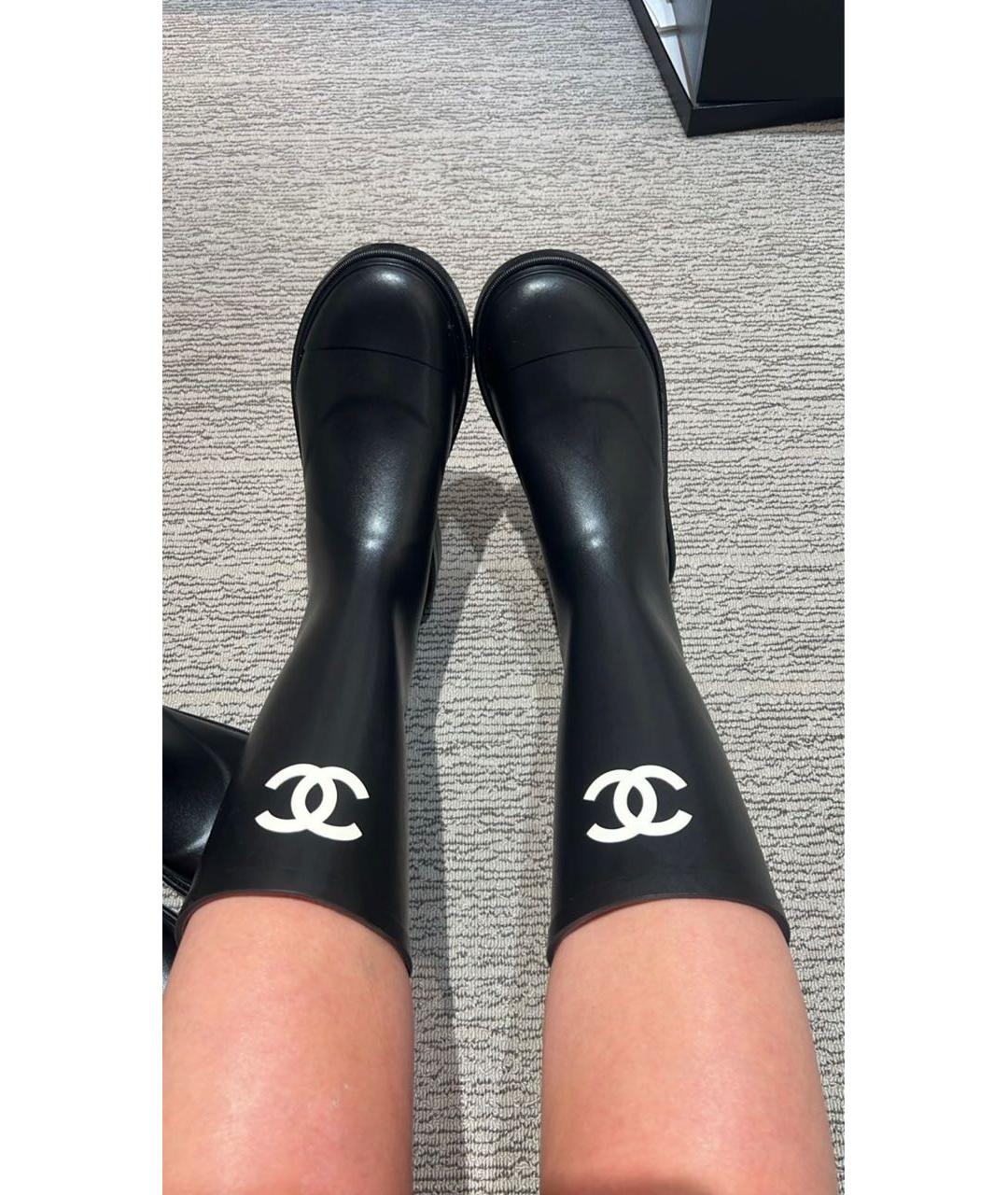 CHANEL Черные резиновые сапоги, фото 3