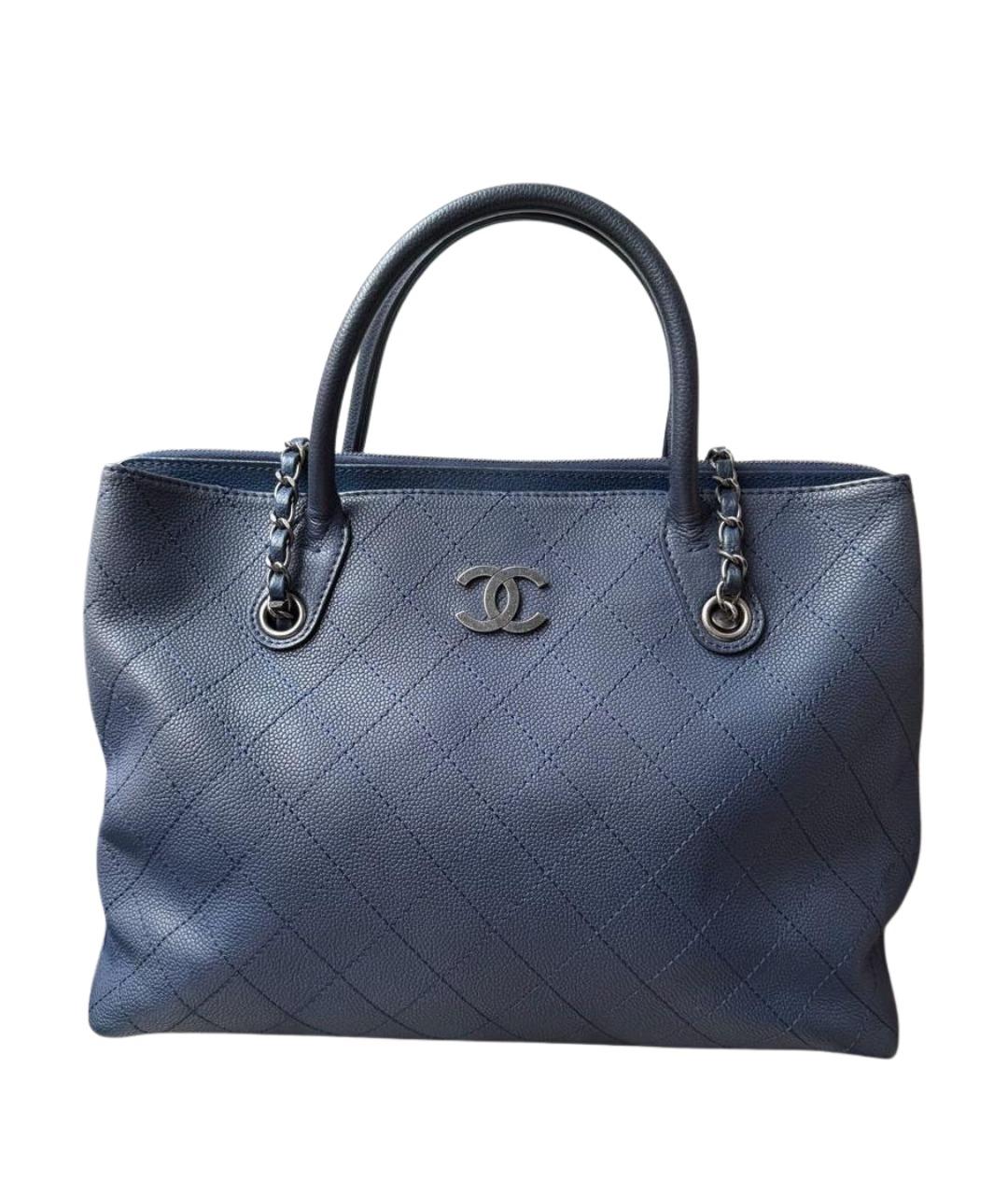 CHANEL Синяя кожаная сумка тоут, фото 1
