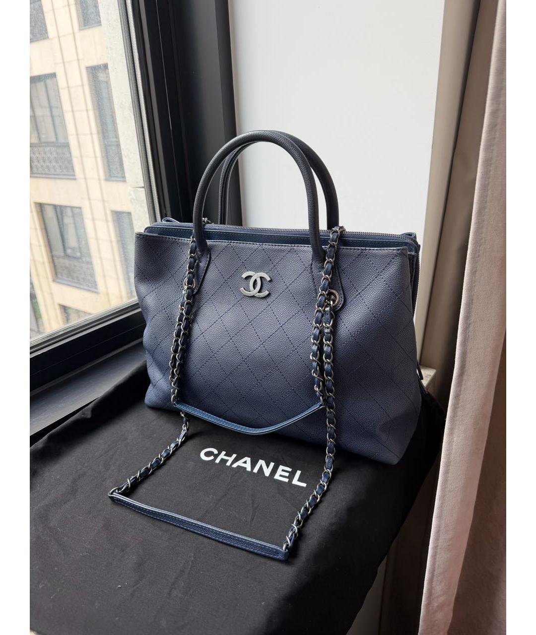 CHANEL Синяя кожаная сумка тоут, фото 2