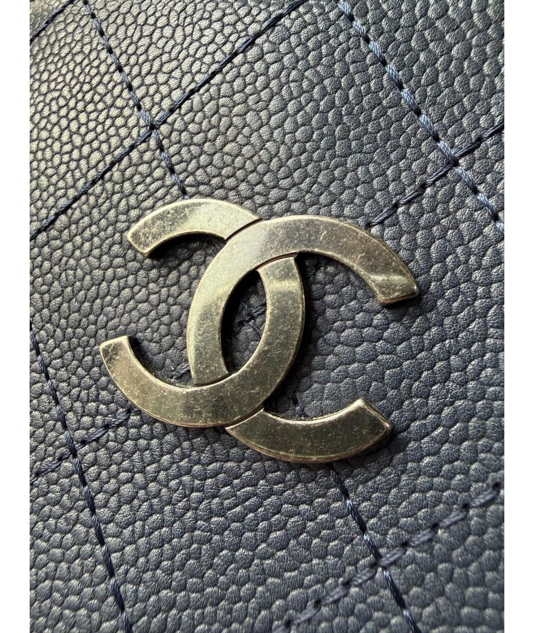 CHANEL Синяя кожаная сумка тоут, фото 6