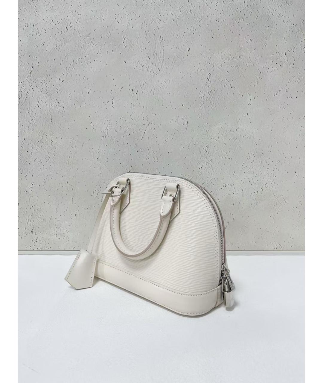 LOUIS VUITTON Белая кожаная сумка с короткими ручками, фото 4
