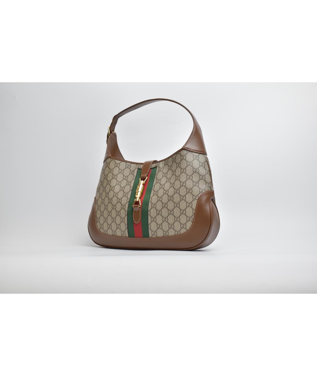 GUCCI Коричневая сумка с короткими ручками из канвы, фото 2