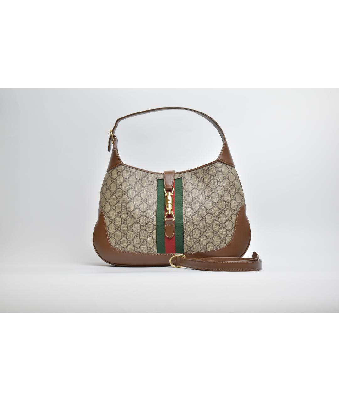 GUCCI Коричневая сумка с короткими ручками из канвы, фото 8