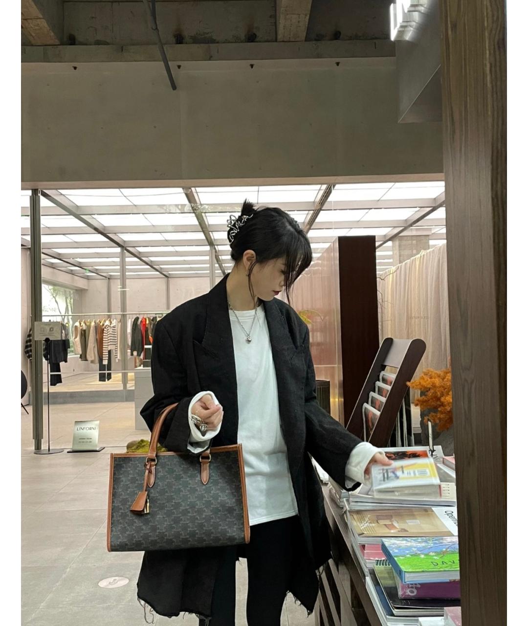 CELINE Коричневая сумка тоут из канвы, фото 7