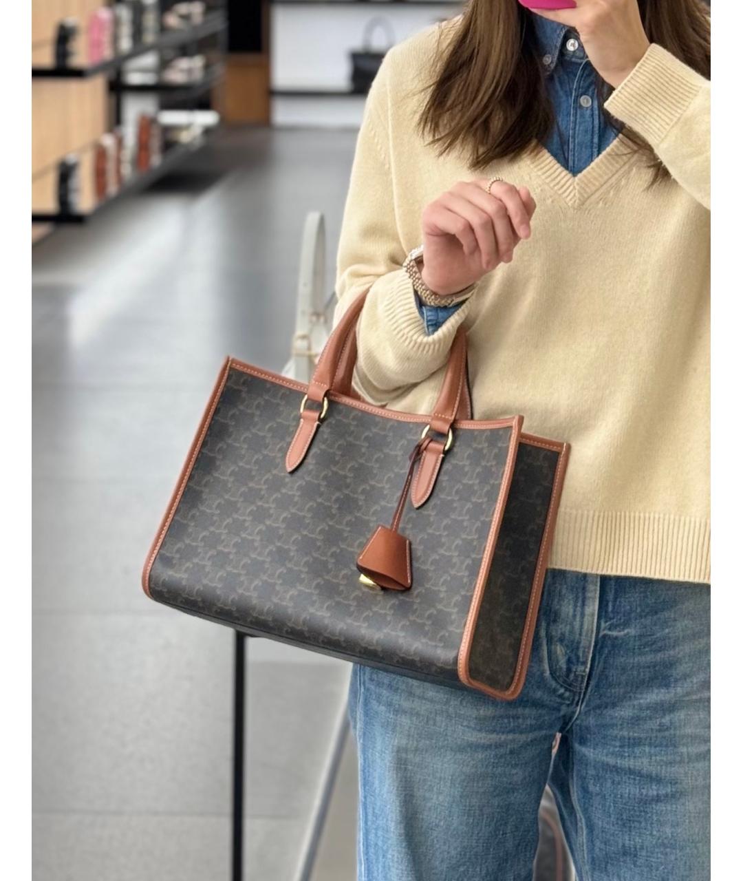 CELINE Коричневая сумка тоут из канвы, фото 6