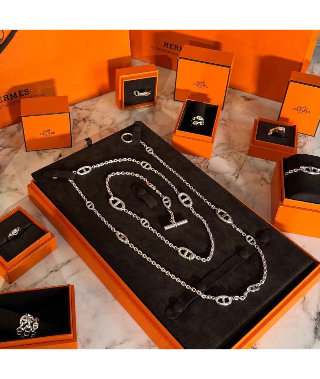 HERMES Серебряное серебряное колье, фото 3