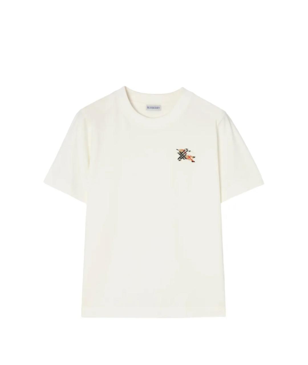 BURBERRY Белая хлопковая футболка, фото 1