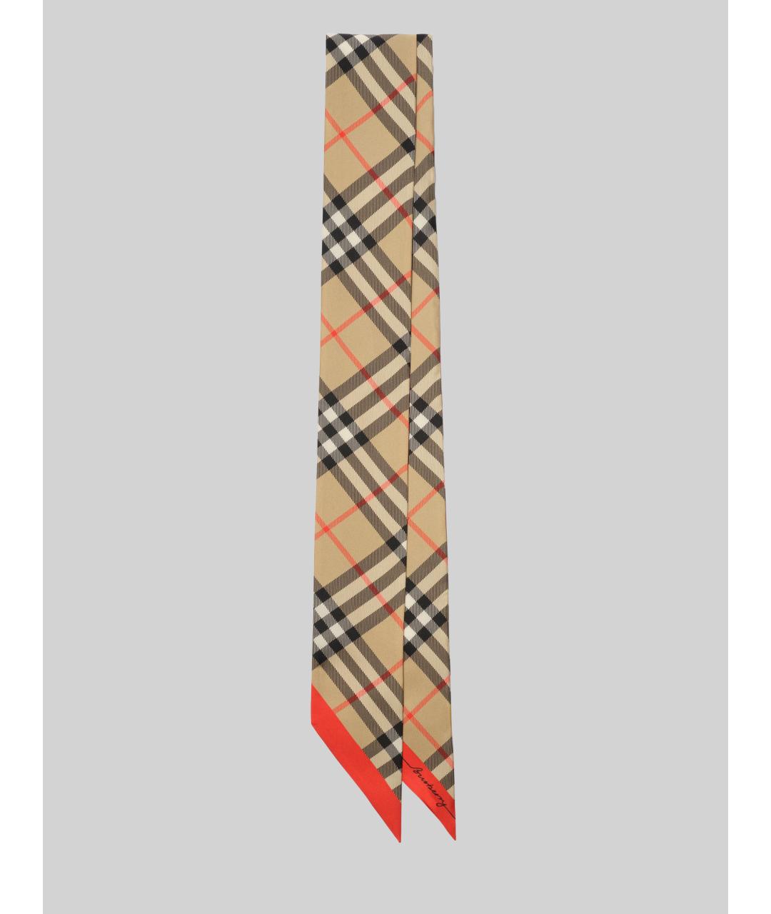 BURBERRY Бежевый шелковый шарф, фото 3