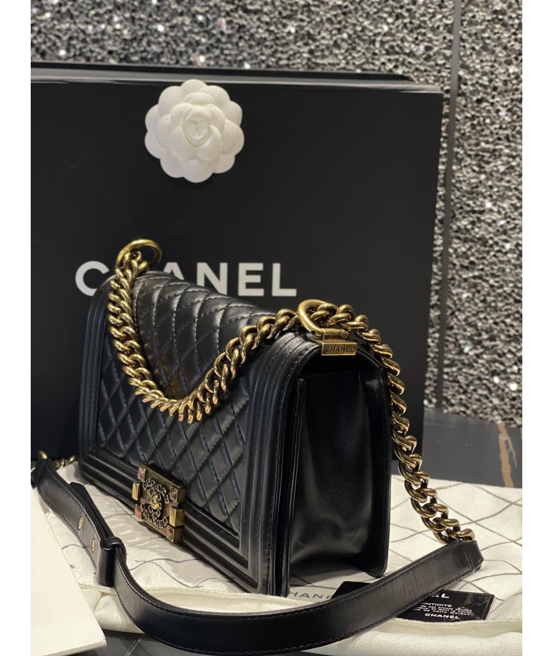 CHANEL Черная кожаная сумка через плечо, фото 6
