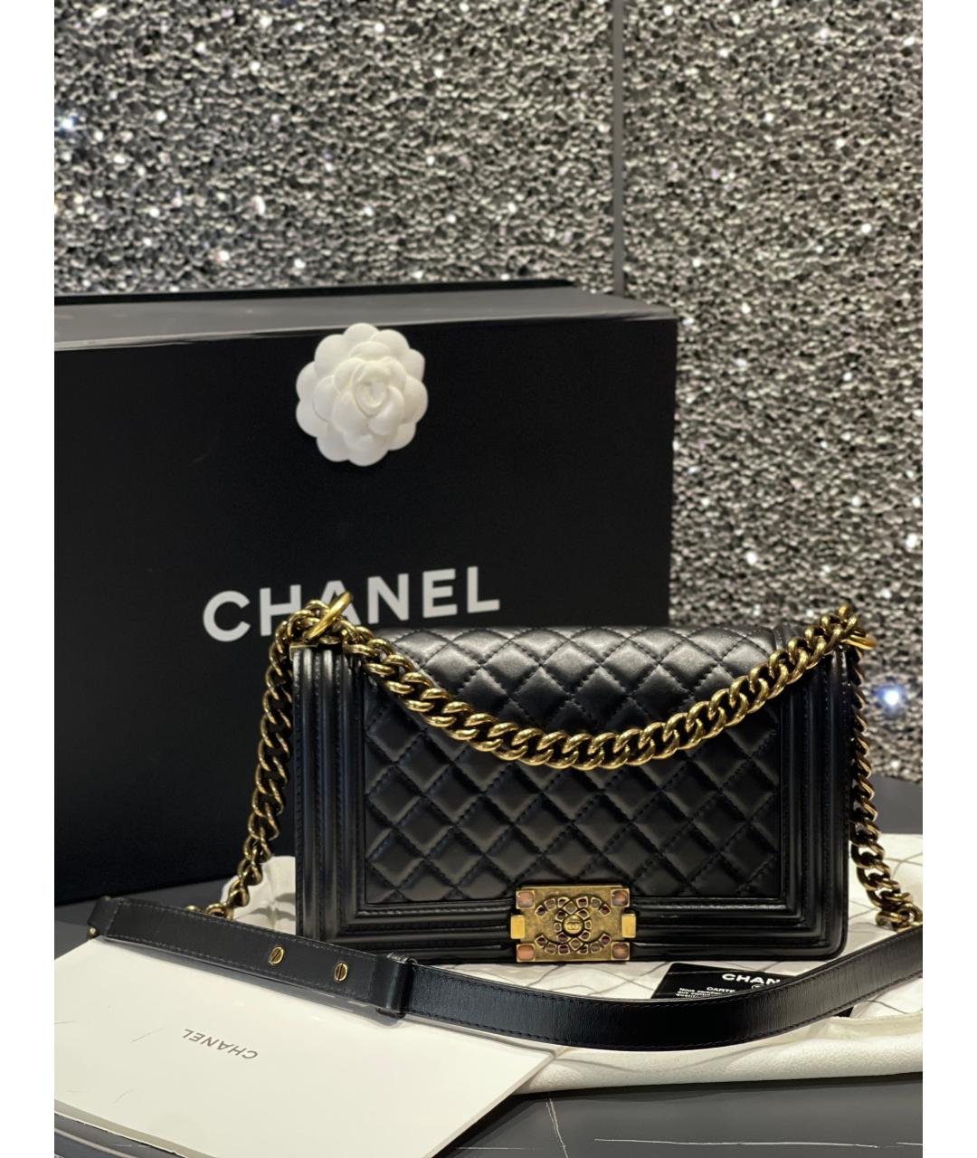 CHANEL Черная кожаная сумка через плечо, фото 10