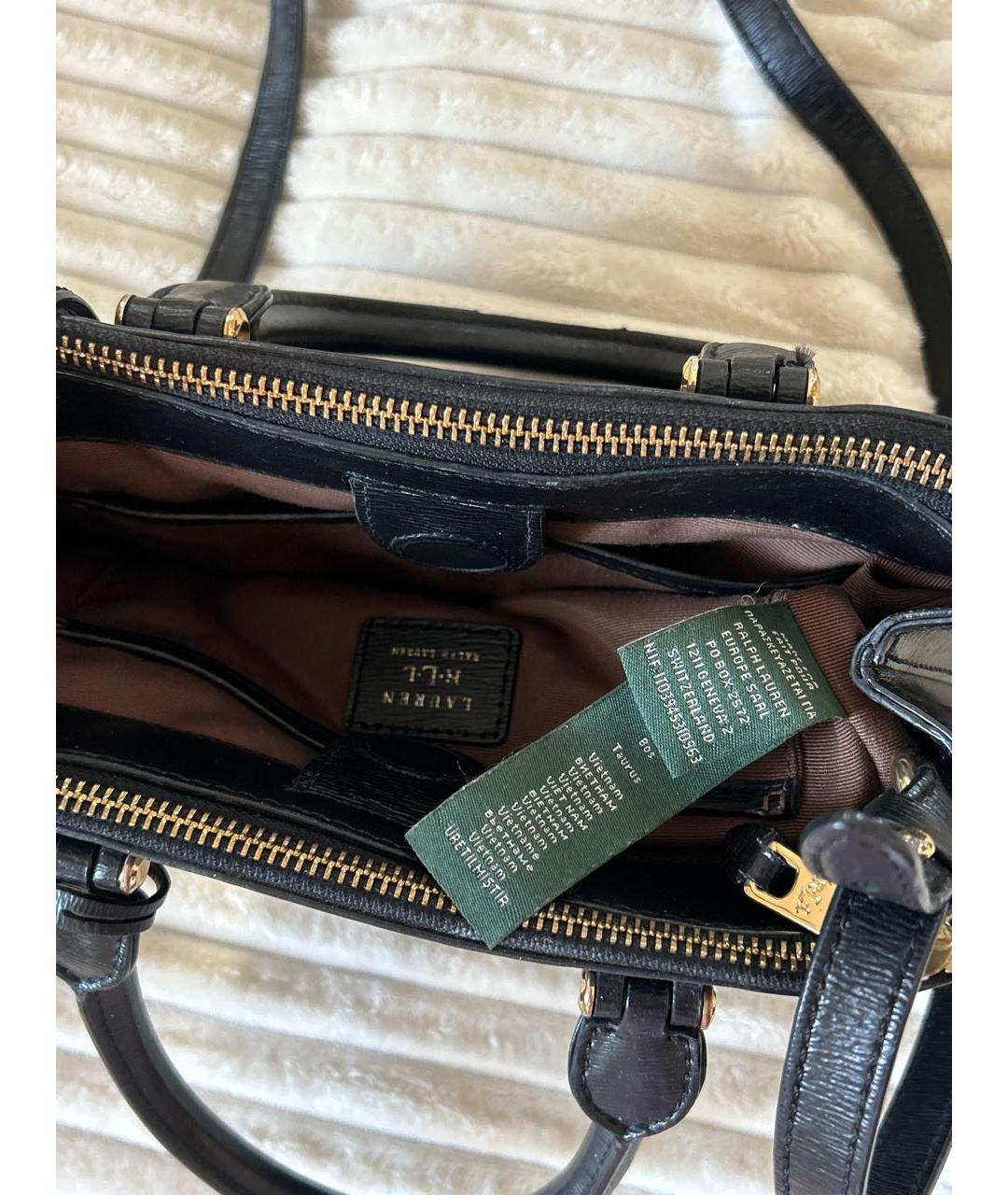 RALPH LAUREN Черная кожаная сумка тоут, фото 4