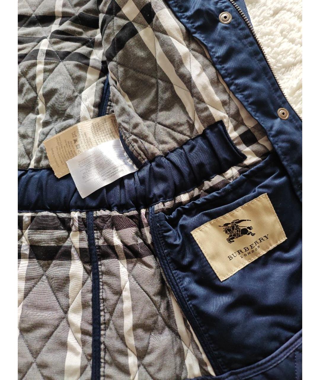 BURBERRY Темно-синяя полиэстеровая куртка, фото 4