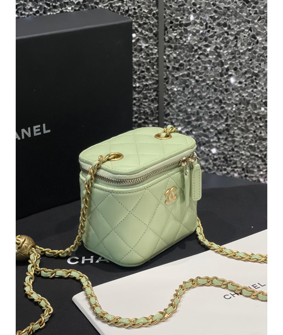 CHANEL Зеленая кожаная сумка через плечо, фото 2