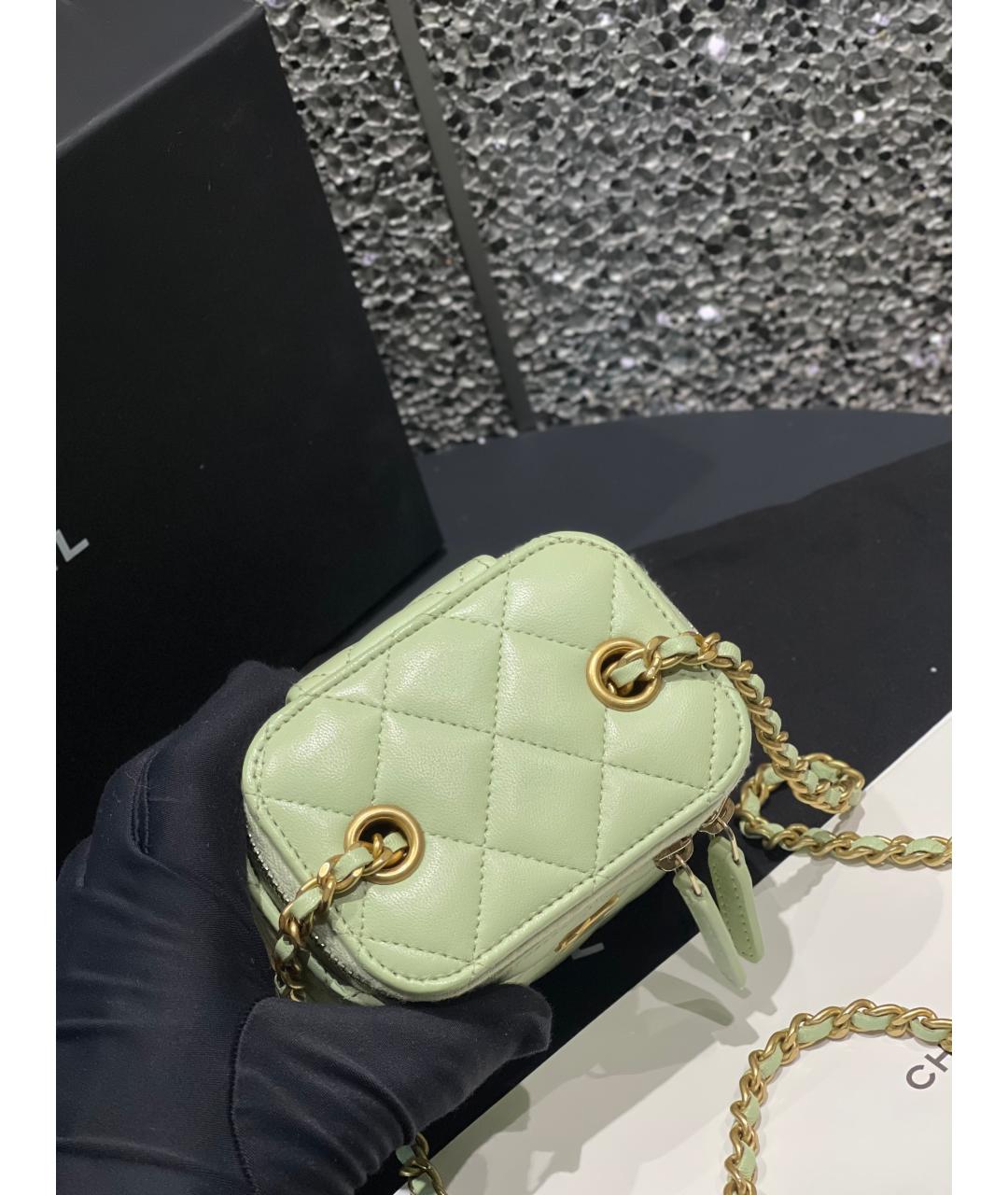 CHANEL Зеленая кожаная сумка через плечо, фото 4