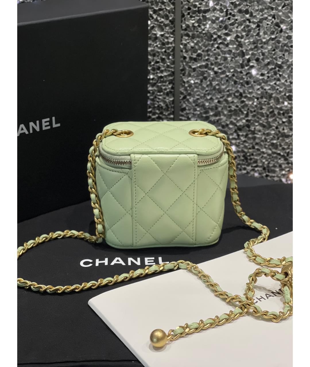 CHANEL Зеленая кожаная сумка через плечо, фото 6