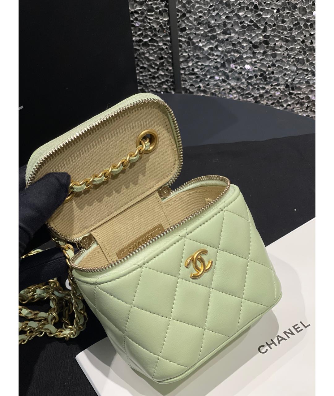 CHANEL Зеленая кожаная сумка через плечо, фото 9