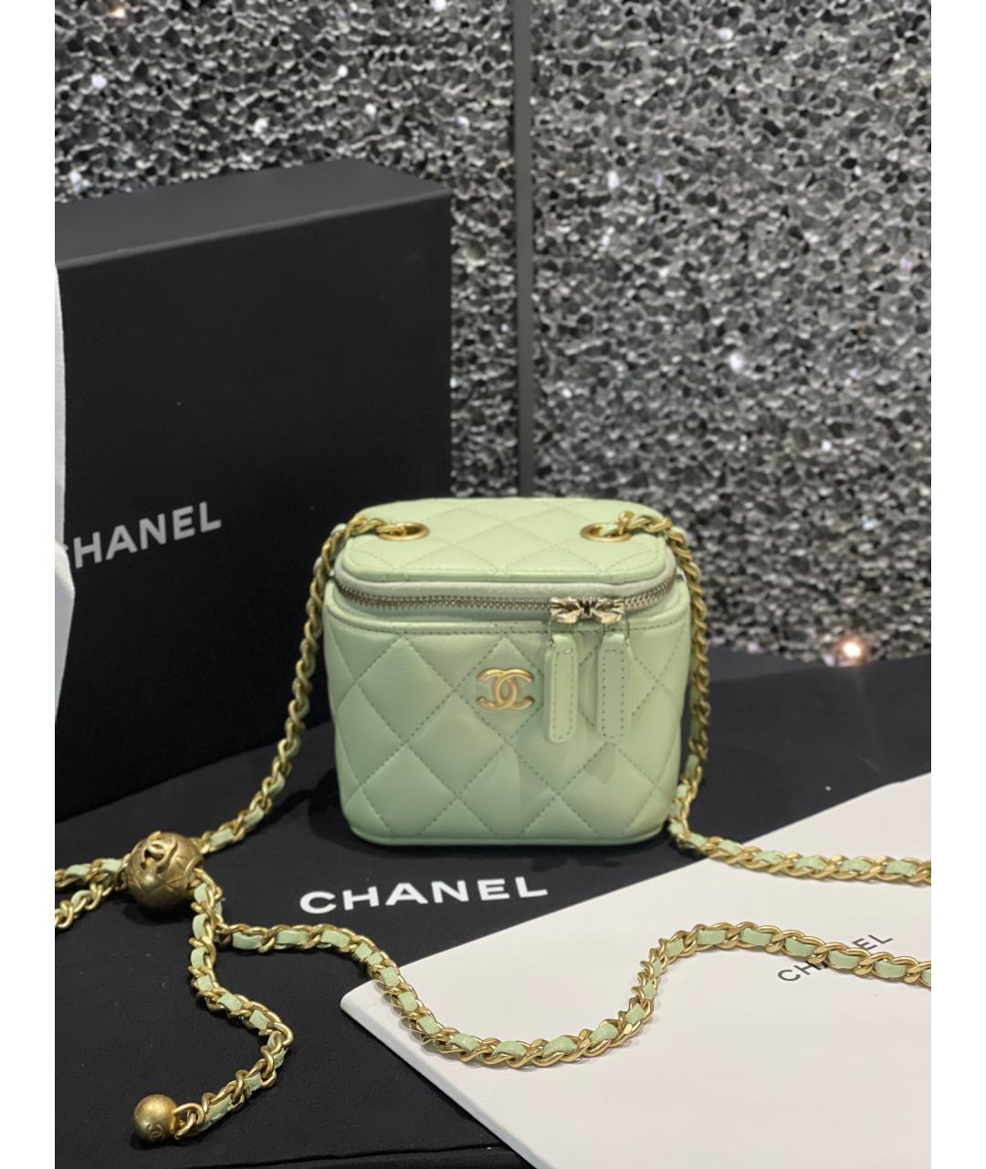 CHANEL Зеленая кожаная сумка через плечо, фото 10