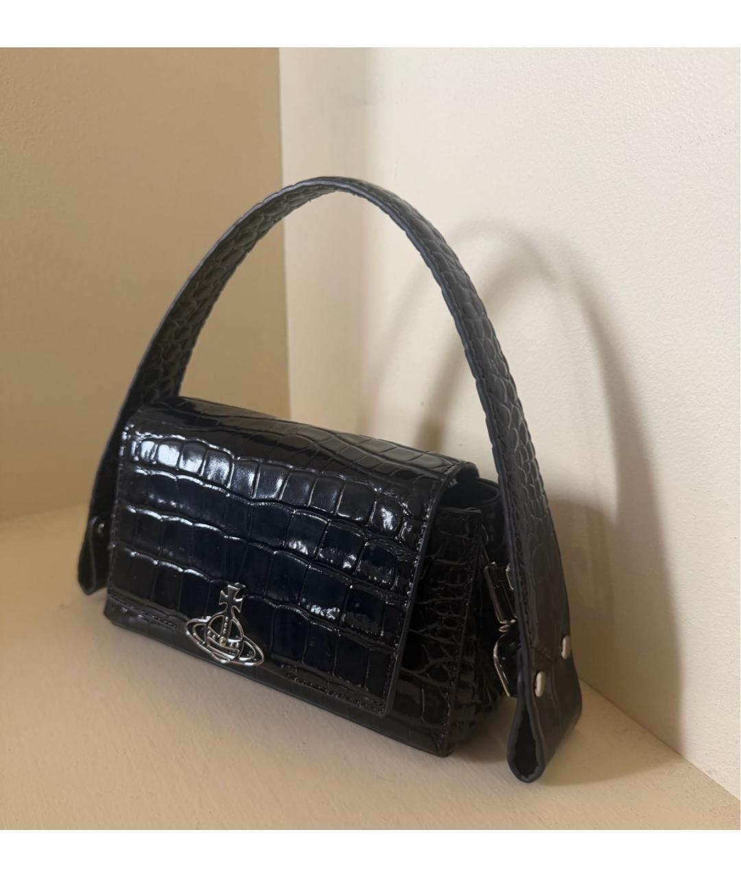 VIVIENNE WESTWOOD Черная сумка с короткими ручками из лакированной кожи, фото 2
