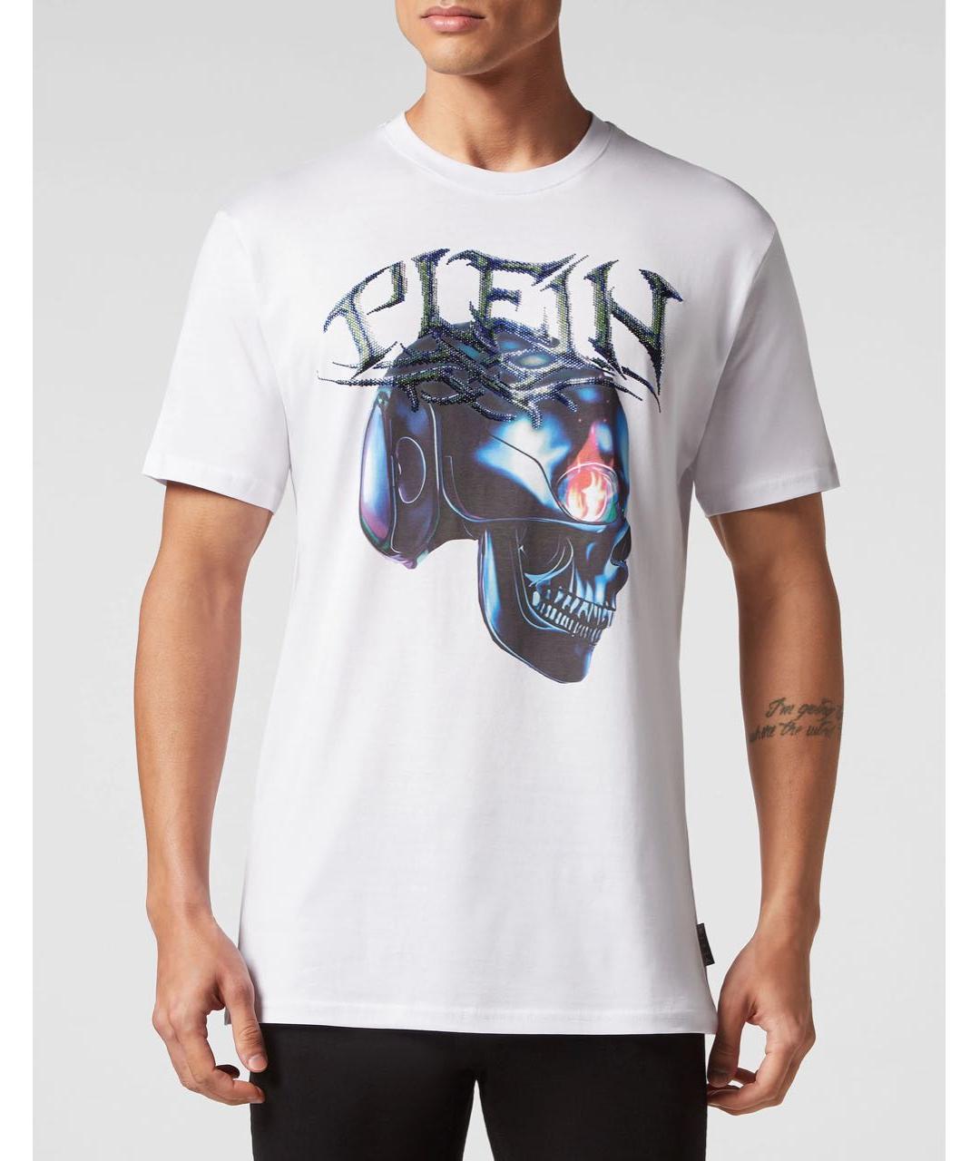 PHILIPP PLEIN Белая хлопковая футболка, фото 8
