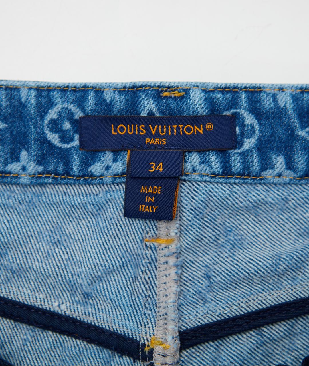 LOUIS VUITTON Синие хлопковые джинсы клеш, фото 3