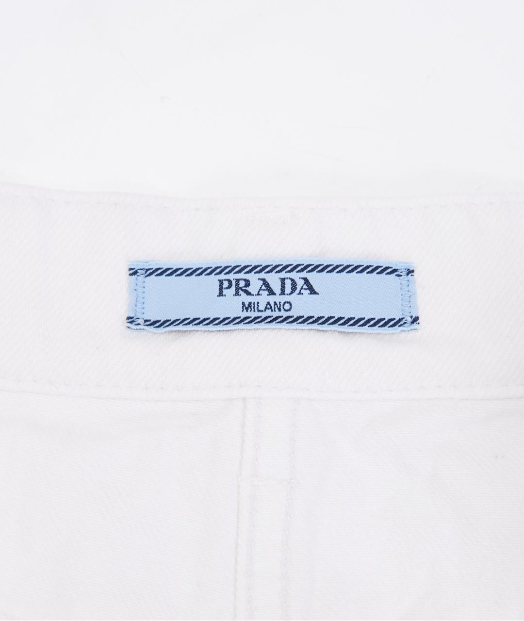 PRADA Белая хлопковая юбка мини, фото 3