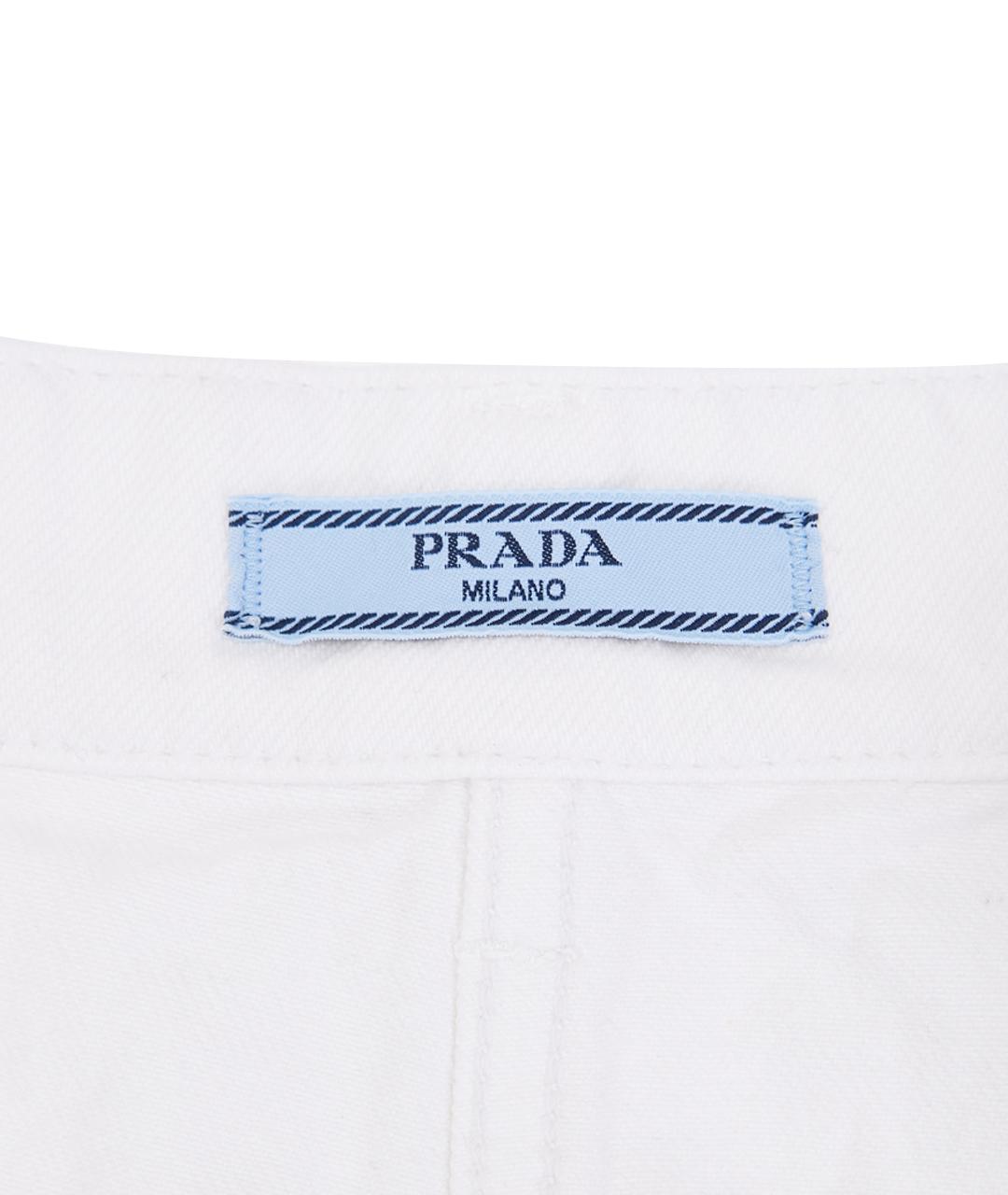 PRADA Белая хлопковая юбка мини, фото 8