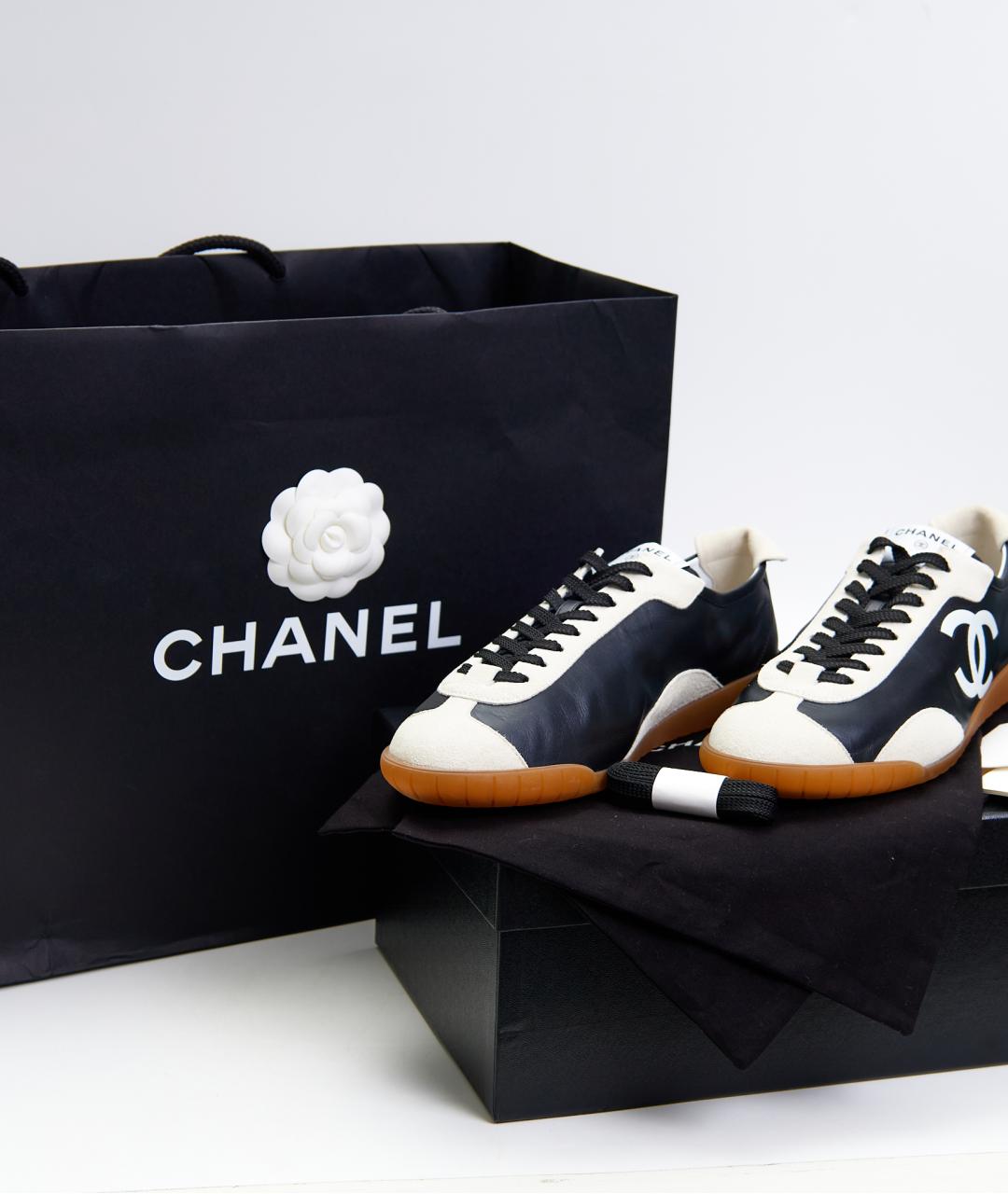 CHANEL Черные кожаные кеды, фото 4