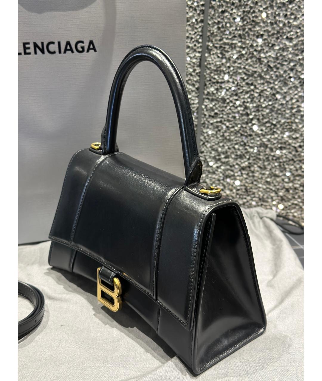 BALENCIAGA Черная кожаная сумка с короткими ручками, фото 4