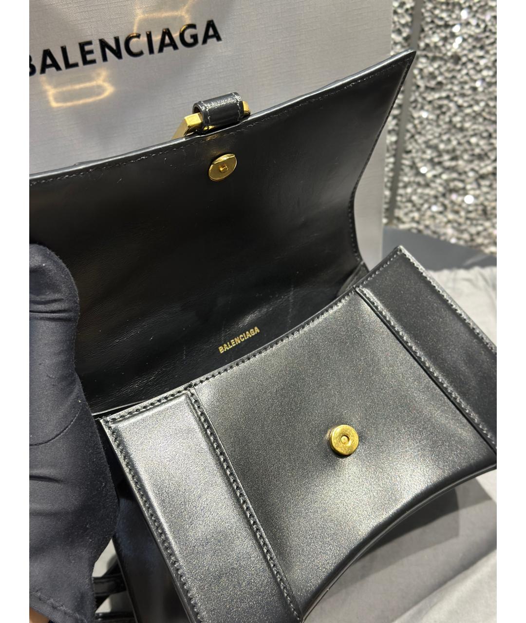 BALENCIAGA Черная кожаная сумка с короткими ручками, фото 8