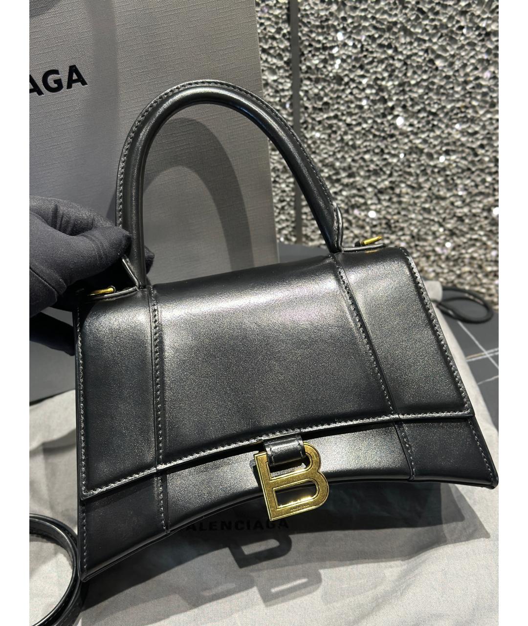 BALENCIAGA Черная кожаная сумка с короткими ручками, фото 2
