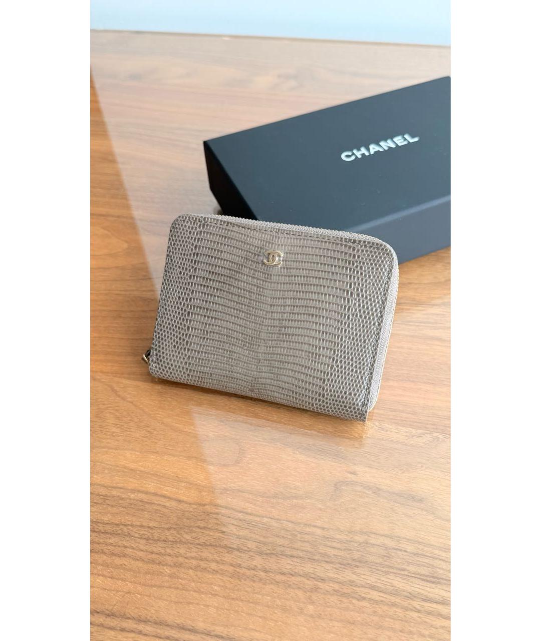 CHANEL Хаки кожаный кошелек, фото 5