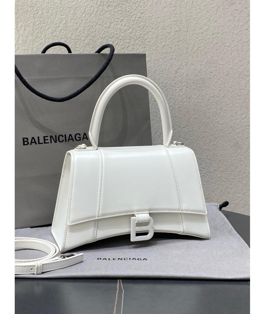BALENCIAGA Белая кожаная сумка с короткими ручками, фото 2