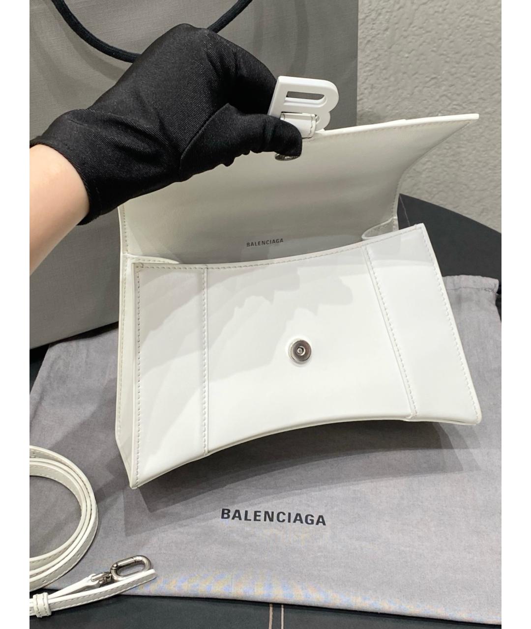 BALENCIAGA Белая кожаная сумка с короткими ручками, фото 7
