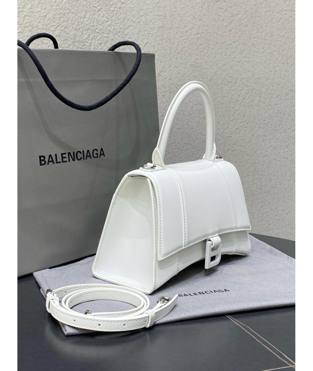 BALENCIAGA Белая кожаная сумка с короткими ручками, фото 4