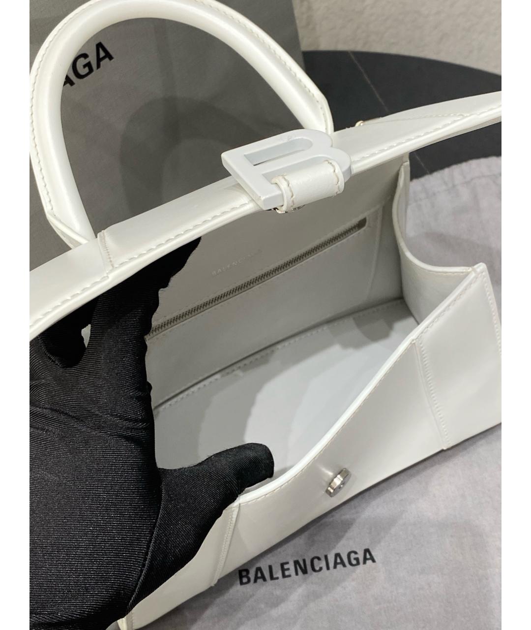 BALENCIAGA Белая кожаная сумка с короткими ручками, фото 9