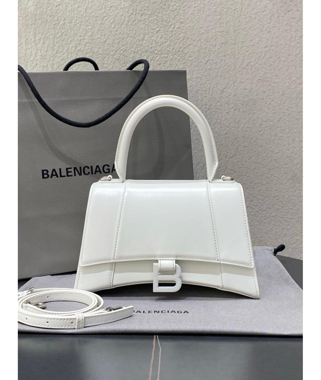 BALENCIAGA Белая кожаная сумка с короткими ручками, фото 10